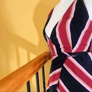 TOPSHOP RETRO STRIPE WRAP DRESS P US 0 EXTRA SMALL